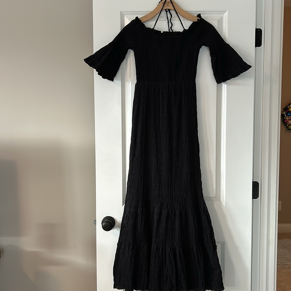 Anthro Lost + Wander Aria Smocked Off-Shoulder Maxi Dress Sz S w MEASUREMENTS - Picture 6 of 16